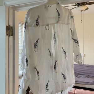 White Shirt with Giraffe Print
